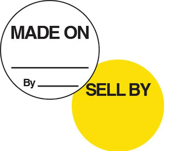 1" Permanent Round, Color-Code Food Dot Labels: 1,000/Pack