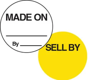 1" Permanent Round, Color-Code Food Dot Labels: 1,000/Pack