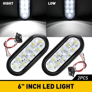6inch 10 LED Oval Tail Lights Kit Including 3-pin Waterproof Plug Rear Reverse Brake Lights