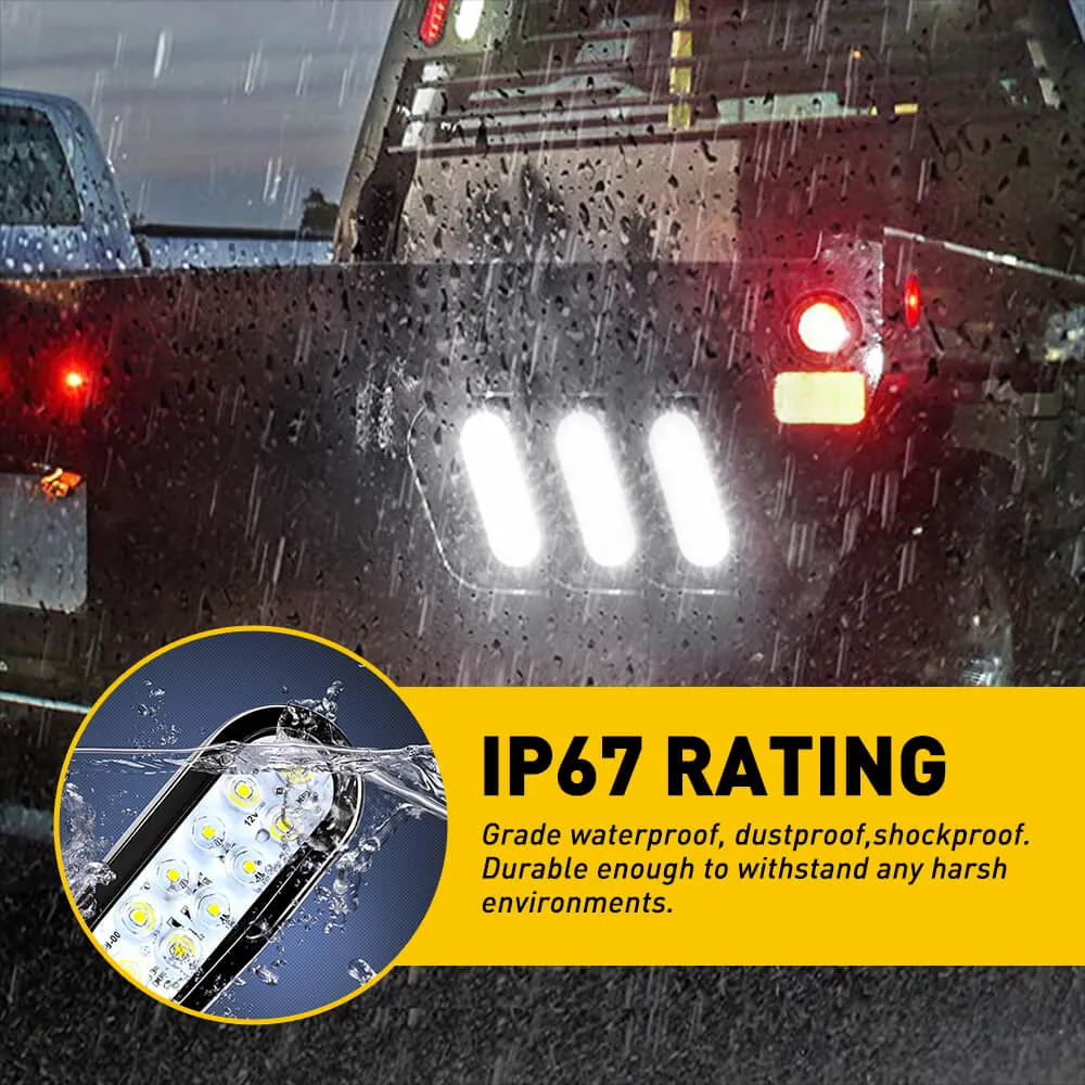 6inch 10 LED Oval Tail Lights Kit Including 3-pin Waterproof Plug Rear Reverse Brake Lights