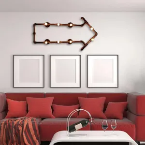 8-Light Bronze Industrial Arrow Design Wall Sconce with Water Pipe Detail