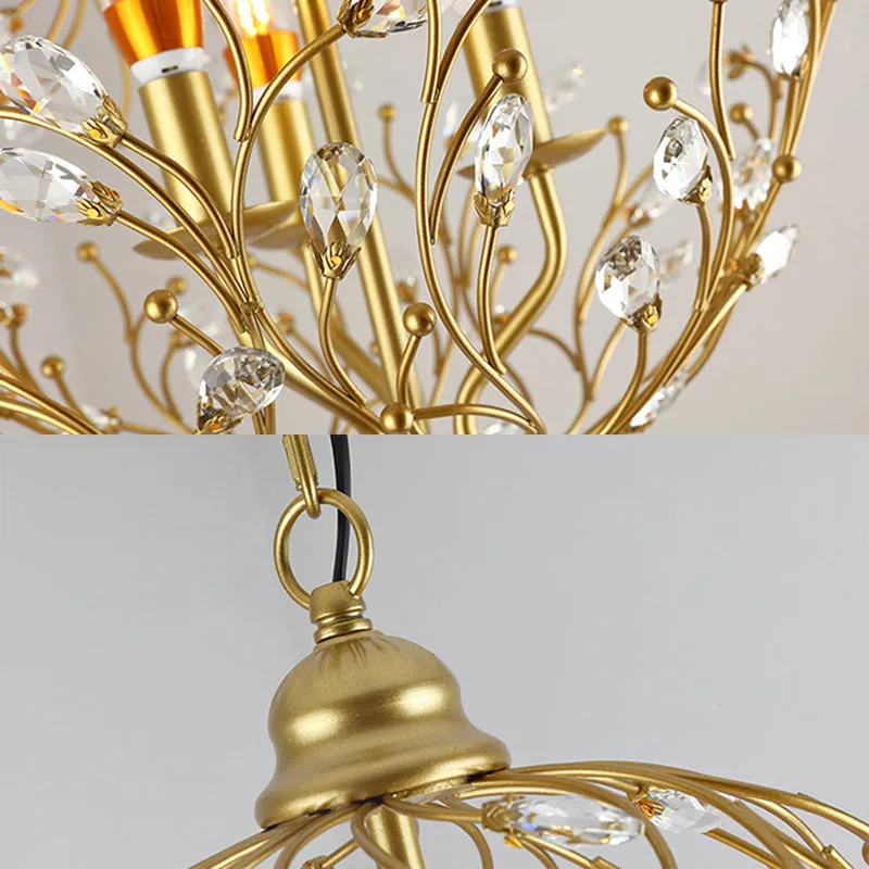 Antique Crystal Globe Chandelier - Elegant 3-Light Ceiling Fixture for Dining Room