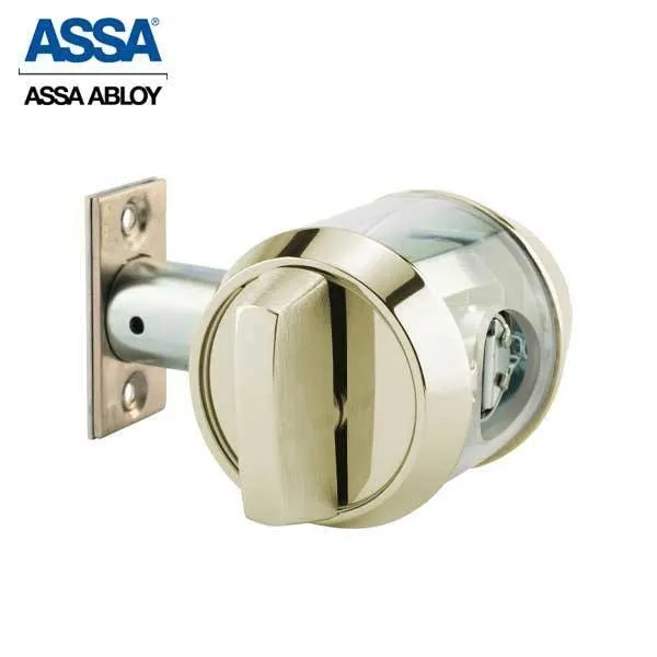 ASSA - 7000 Series - Maximum  - Single Cylinder Deadbolt with Security Guard - KD - 605 - Bright Brass - Grade 1
