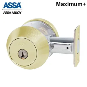 ASSA - 7000 Series - Maximum  - Single Cylinder Deadbolt with Security Guard - KD - 605 - Bright Brass - Grade 1