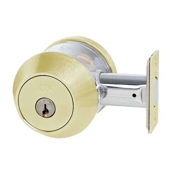 ASSA - 7000 Series - Maximum  - Single Cylinder Deadbolt with Security Guard - KD - 605 - Bright Brass - Grade 1