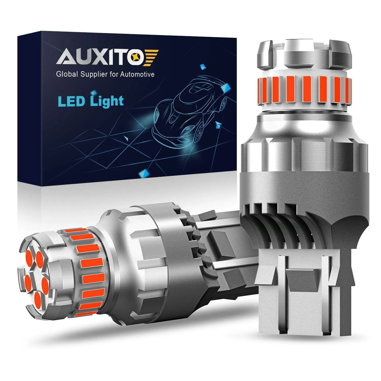 AUXITO 7440 7443 LED Bulb Red Strobe Brake Lights Bulbs Super Bright W21W T20