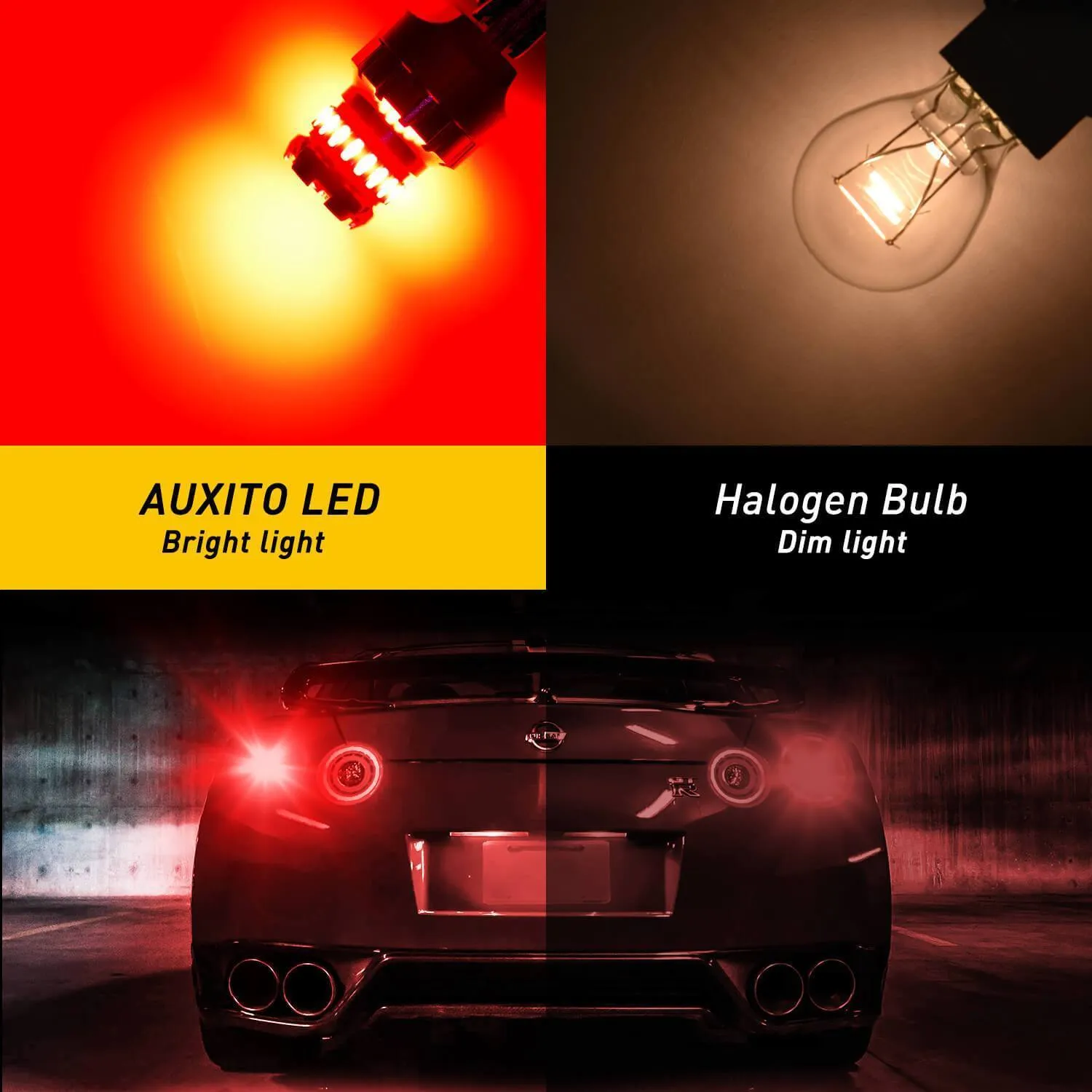 AUXITO 7440 7443 LED Bulb Red Strobe Brake Lights Bulbs Super Bright W21W T20