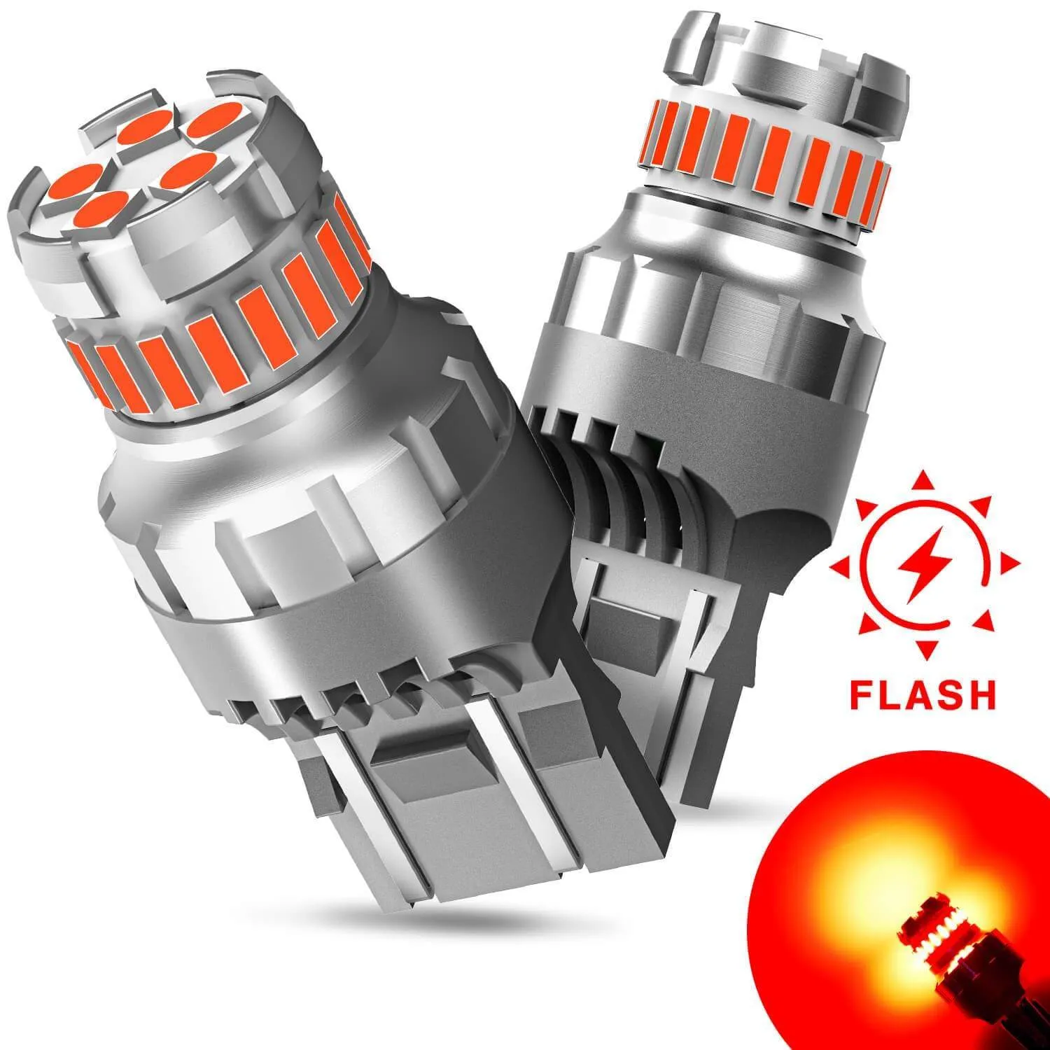 AUXITO 7440 7443 LED Bulb Red Strobe Brake Lights Bulbs Super Bright W21W T20