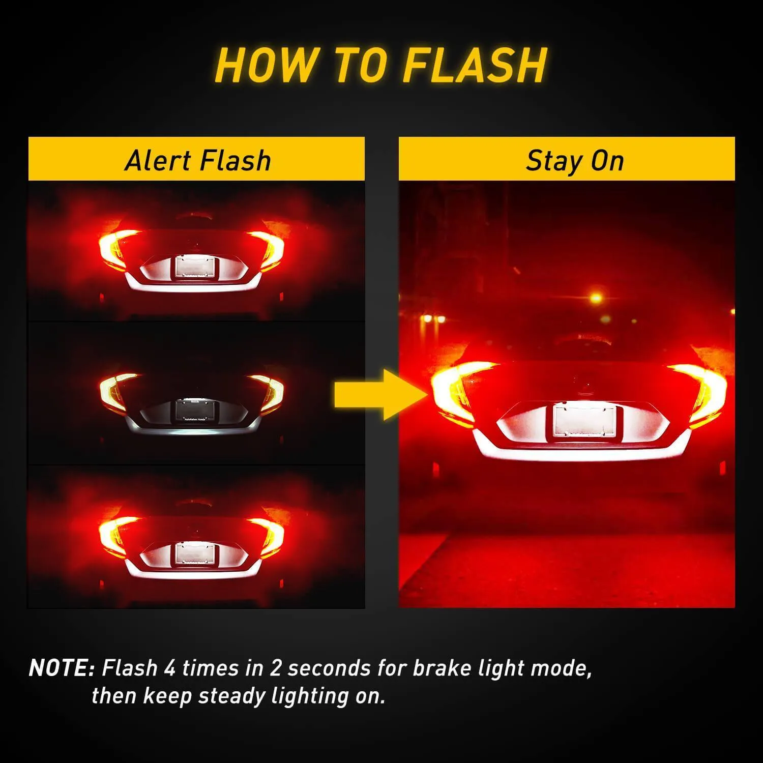 AUXITO 7440 7443 LED Bulb Red Strobe Brake Lights Bulbs Super Bright W21W T20