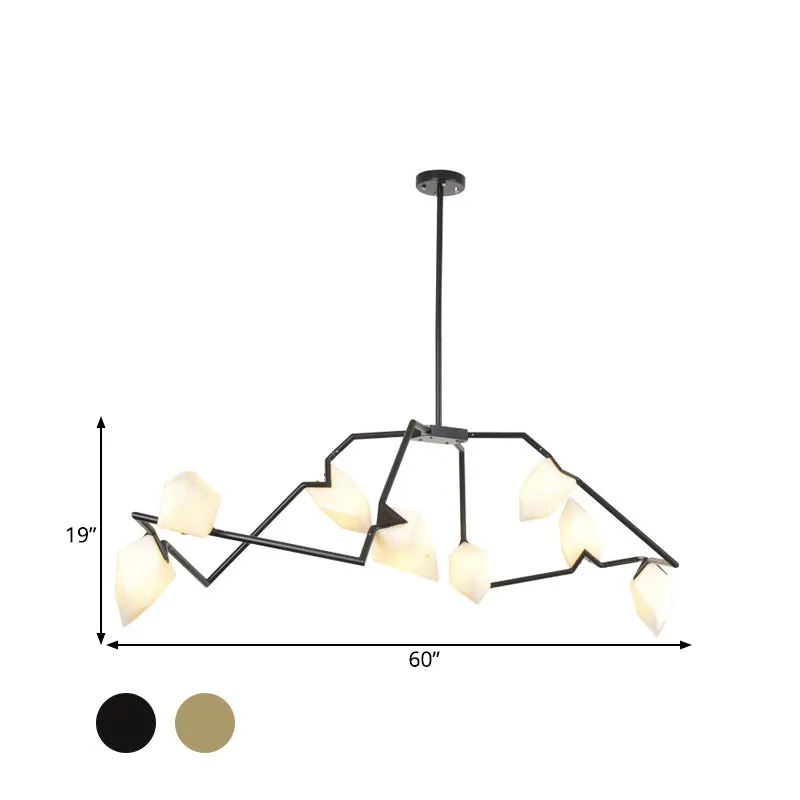 Branching Design 5/8-Light Dining Room Chandelier in Modern Black/Gold Ã¢â‚¬â€œ Plastic Shades Ã¢â‚¬â€œ Ceiling Lighting