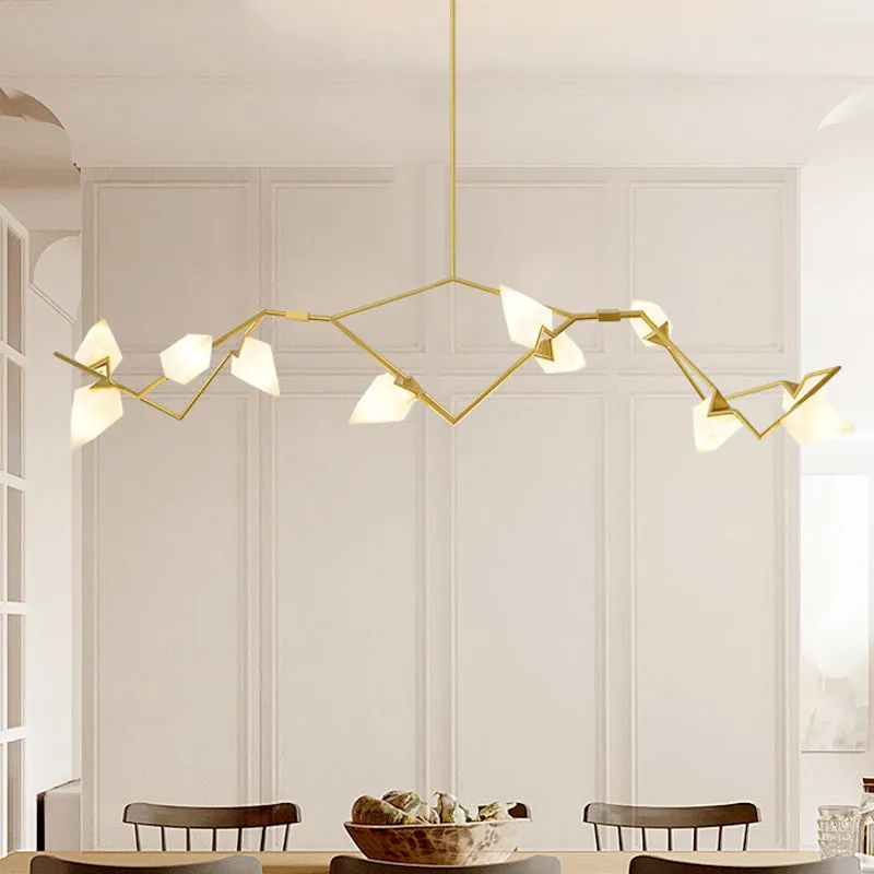 Branching Design 5/8-Light Dining Room Chandelier in Modern Black/Gold Ã¢â‚¬â€œ Plastic Shades Ã¢â‚¬â€œ Ceiling Lighting