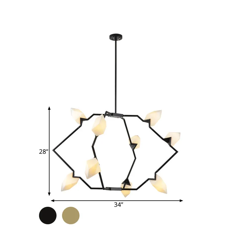Branching Design 5/8-Light Dining Room Chandelier in Modern Black/Gold Ã¢â‚¬â€œ Plastic Shades Ã¢â‚¬â€œ Ceiling Lighting