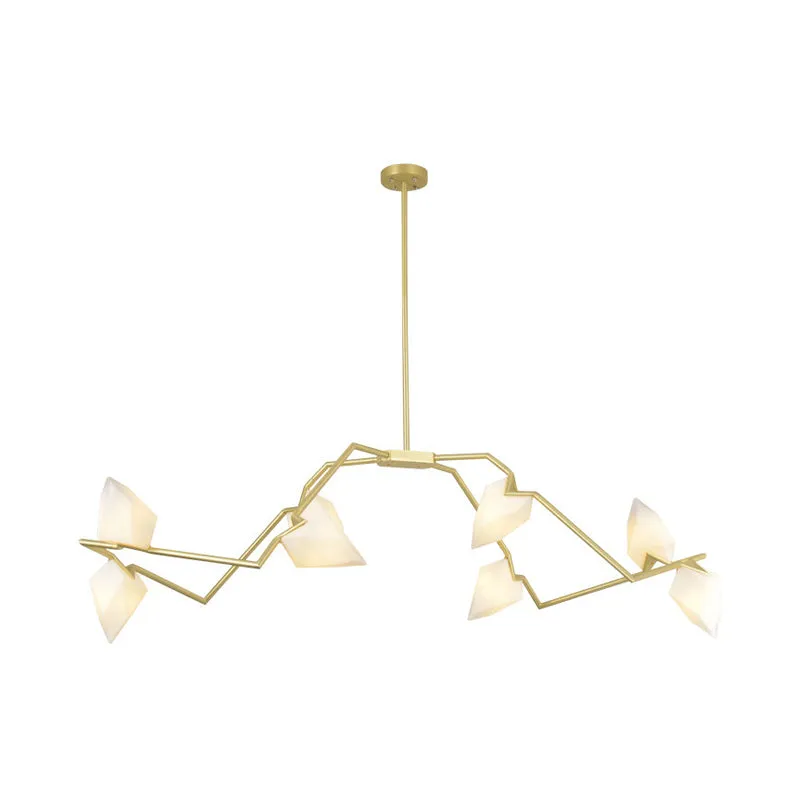 Branching Design 5/8-Light Dining Room Chandelier in Modern Black/Gold Ã¢â‚¬â€œ Plastic Shades Ã¢â‚¬â€œ Ceiling Lighting
