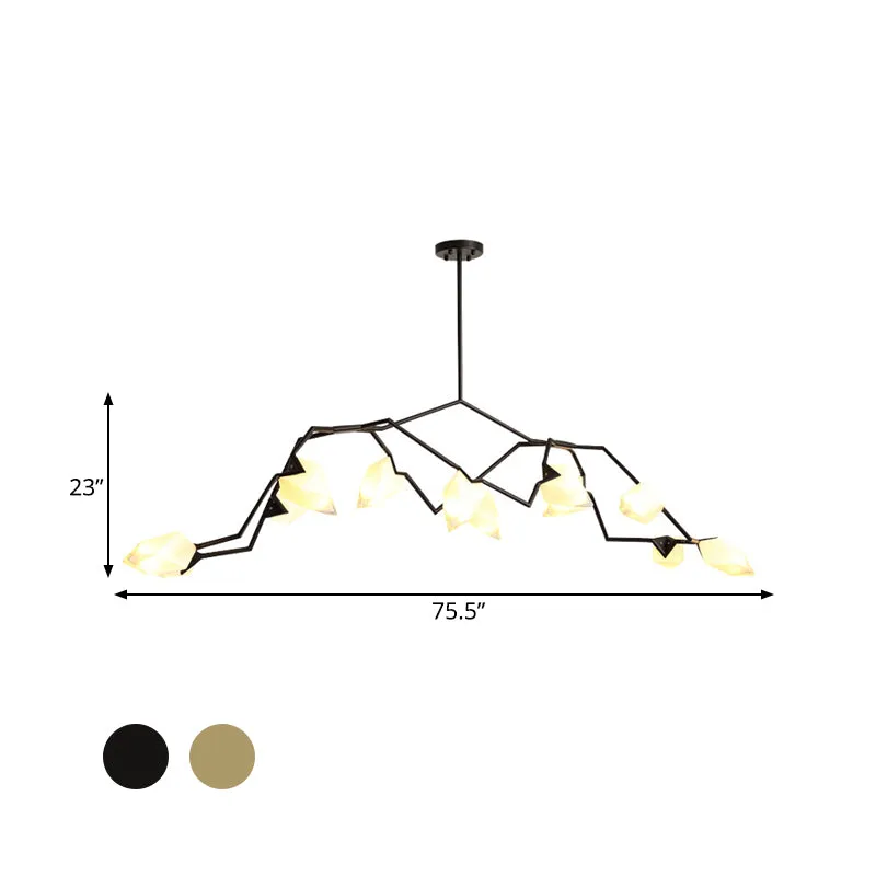 Branching Design 5/8-Light Dining Room Chandelier in Modern Black/Gold Ã¢â‚¬â€œ Plastic Shades Ã¢â‚¬â€œ Ceiling Lighting