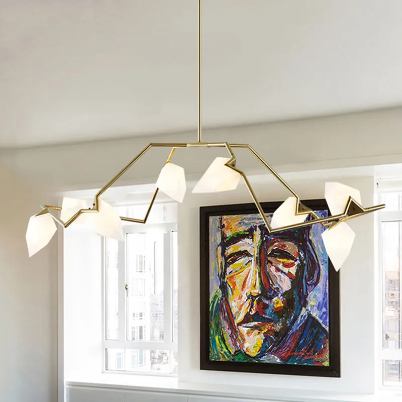 Branching Design 5/8-Light Dining Room Chandelier in Modern Black/Gold Ã¢â‚¬â€œ Plastic Shades Ã¢â‚¬â€œ Ceiling Lighting