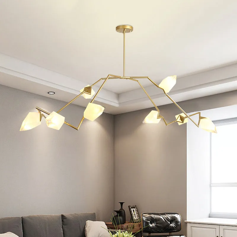 Branching Design 5/8-Light Dining Room Chandelier in Modern Black/Gold Ã¢â‚¬â€œ Plastic Shades Ã¢â‚¬â€œ Ceiling Lighting