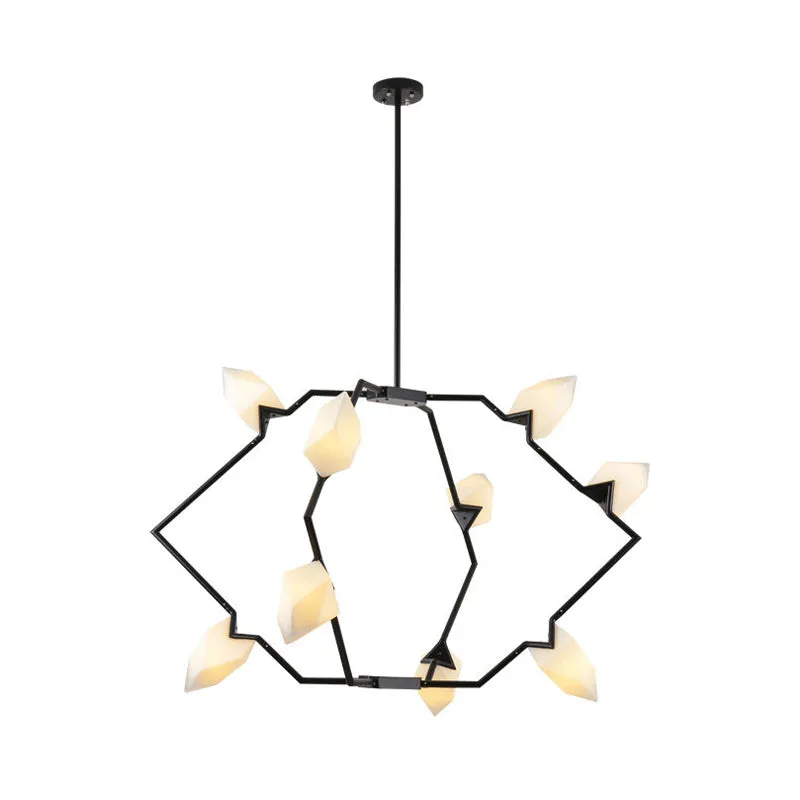 Branching Design 5/8-Light Dining Room Chandelier in Modern Black/Gold Ã¢â‚¬â€œ Plastic Shades Ã¢â‚¬â€œ Ceiling Lighting
