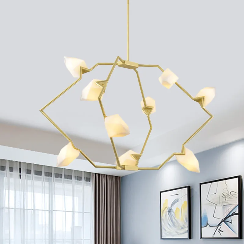 Branching Design 5/8-Light Dining Room Chandelier in Modern Black/Gold Ã¢â‚¬â€œ Plastic Shades Ã¢â‚¬â€œ Ceiling Lighting