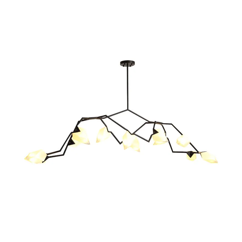 Branching Design 5/8-Light Dining Room Chandelier in Modern Black/Gold Ã¢â‚¬â€œ Plastic Shades Ã¢â‚¬â€œ Ceiling Lighting
