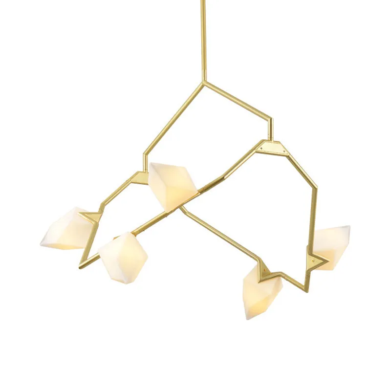 Branching Design 5/8-Light Dining Room Chandelier in Modern Black/Gold Ã¢â‚¬â€œ Plastic Shades Ã¢â‚¬â€œ Ceiling Lighting