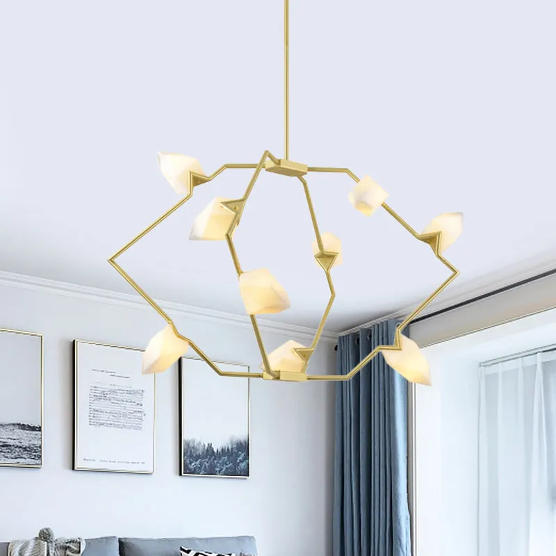 Branching Design 5/8-Light Dining Room Chandelier in Modern Black/Gold Ã¢â‚¬â€œ Plastic Shades Ã¢â‚¬â€œ Ceiling Lighting