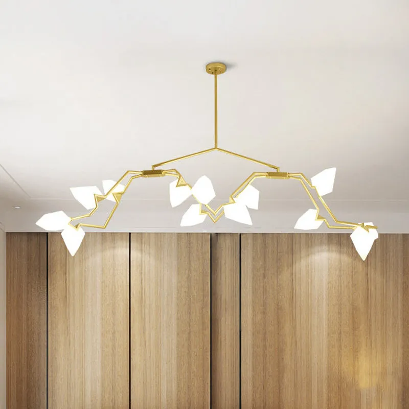 Branching Design 5/8-Light Dining Room Chandelier in Modern Black/Gold Ã¢â‚¬â€œ Plastic Shades Ã¢â‚¬â€œ Ceiling Lighting
