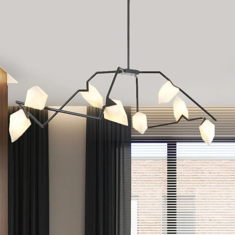 Branching Design 5/8-Light Dining Room Chandelier in Modern Black/Gold Ã¢â‚¬â€œ Plastic Shades Ã¢â‚¬â€œ Ceiling Lighting