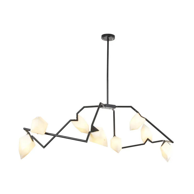Branching Design 5/8-Light Dining Room Chandelier in Modern Black/Gold Ã¢â‚¬â€œ Plastic Shades Ã¢â‚¬â€œ Ceiling Lighting
