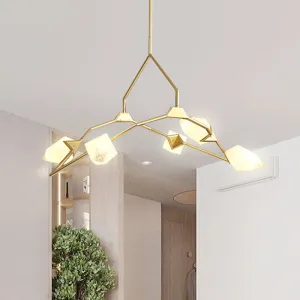 Branching Design 5/8-Light Dining Room Chandelier in Modern Black/Gold Ã¢â‚¬â€œ Plastic Shades Ã¢â‚¬â€œ Ceiling Lighting