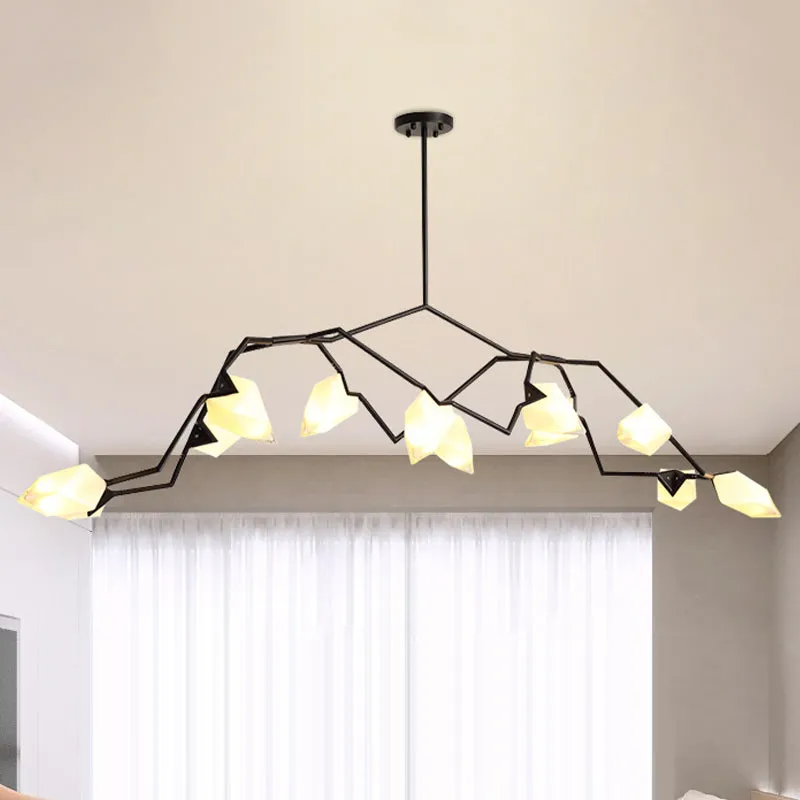 Branching Design 5/8-Light Dining Room Chandelier in Modern Black/Gold Ã¢â‚¬â€œ Plastic Shades Ã¢â‚¬â€œ Ceiling Lighting
