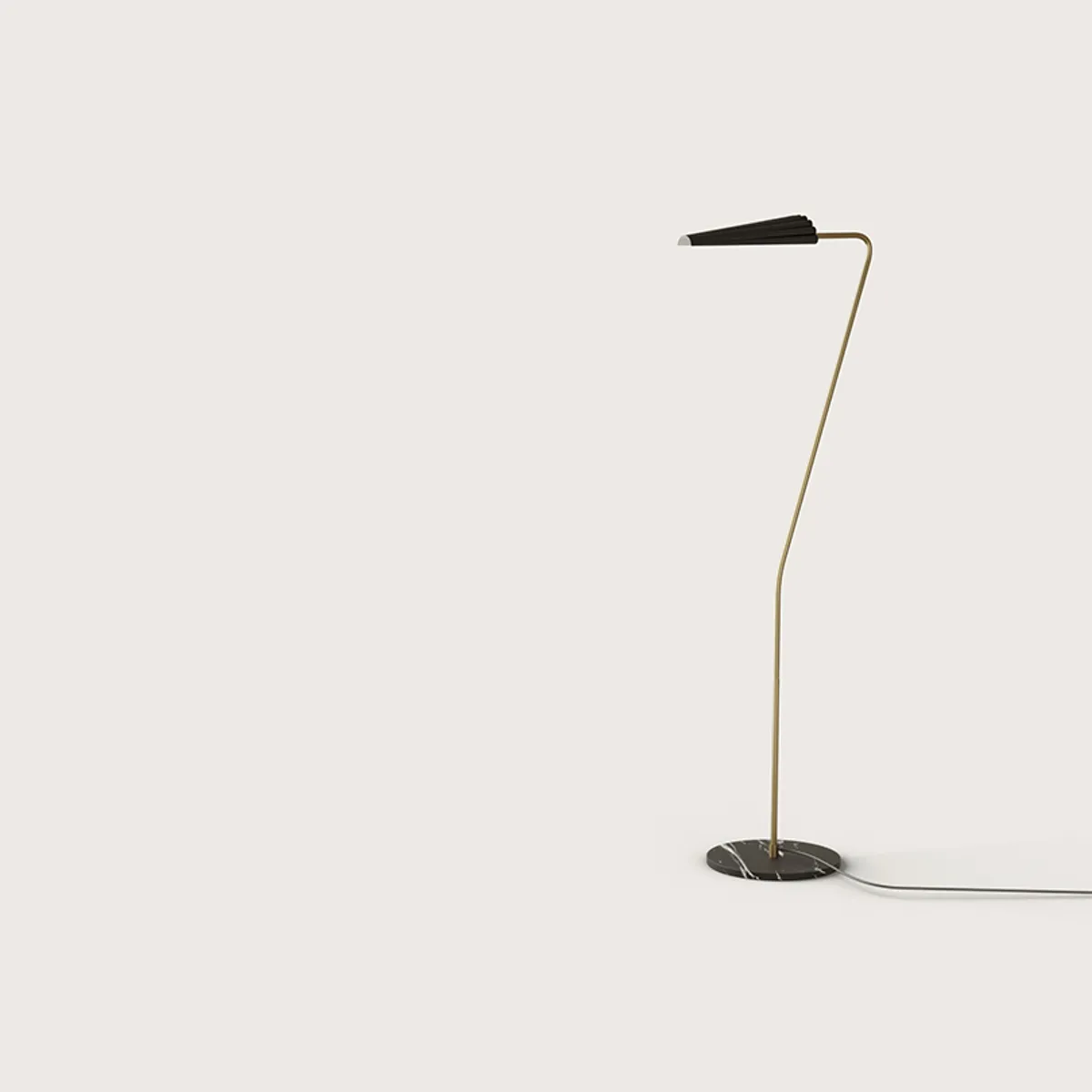 Contemporary Black Metal and Marble Floor Lamp