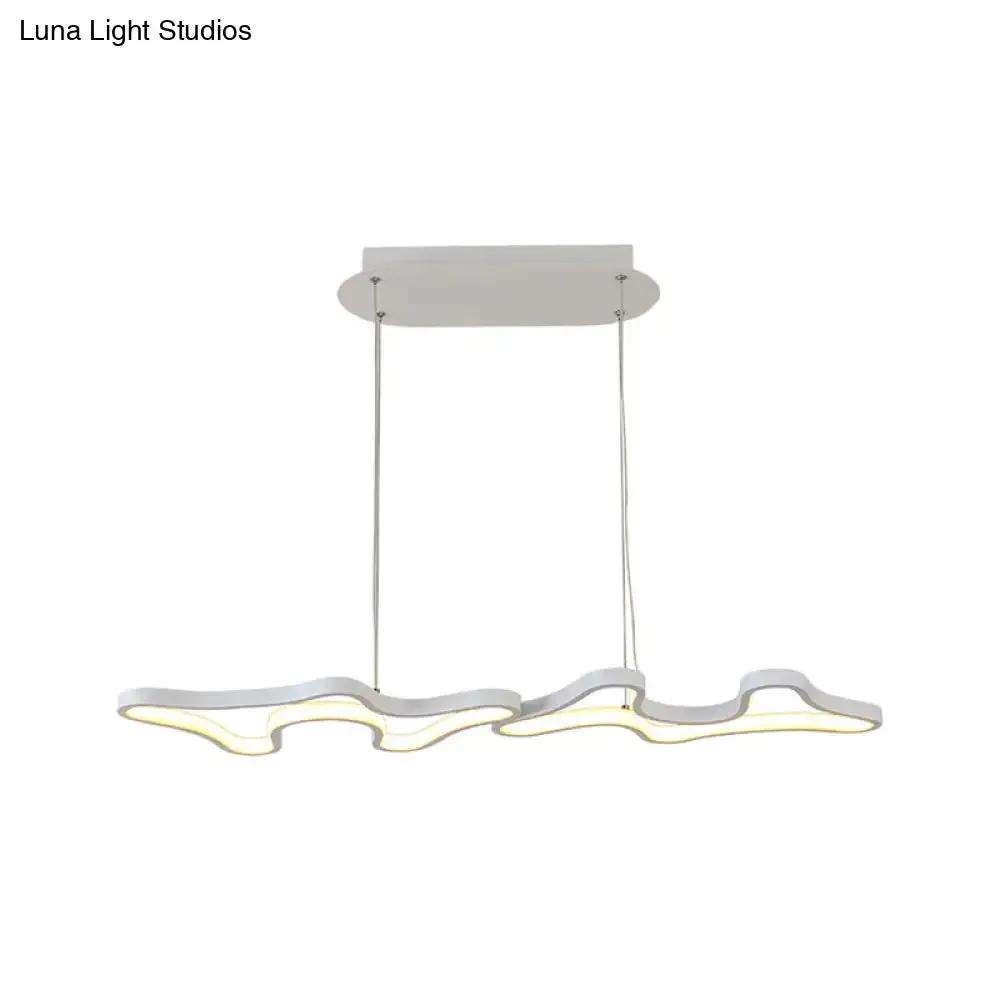 Contemporary Black/White LED Pendant Island Light with Cloud-Like Metal Frame