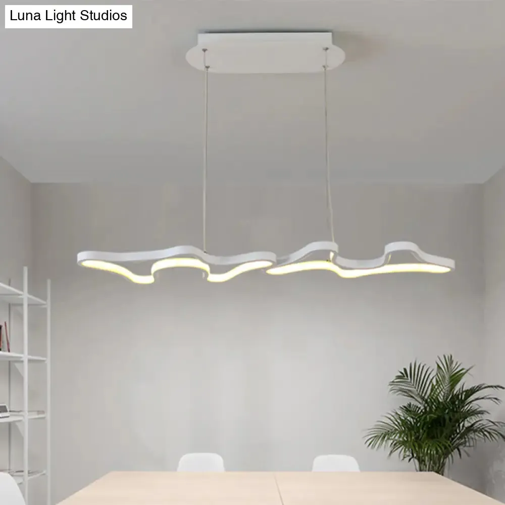Contemporary Black/White LED Pendant Island Light with Cloud-Like Metal Frame