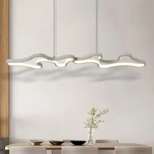 Contemporary Black/White LED Pendant Island Light with Cloud-Like Metal Frame