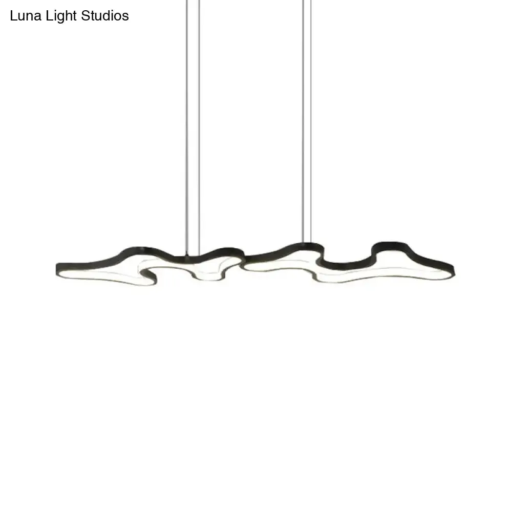 Contemporary Black/White LED Pendant Island Light with Cloud-Like Metal Frame