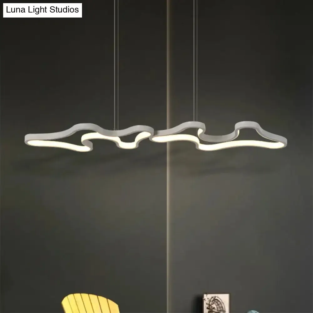 Contemporary Black/White LED Pendant Island Light with Cloud-Like Metal Frame