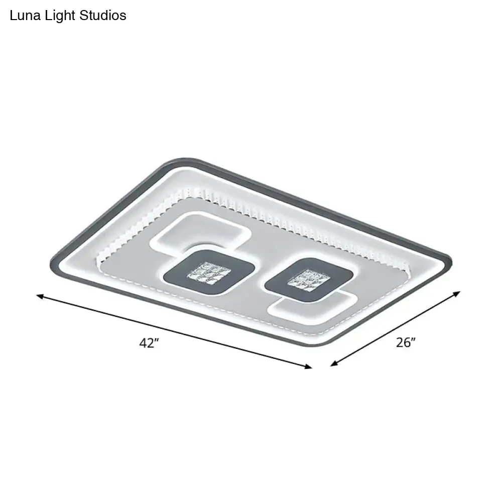 Contemporary Crystal Black & White Flush Mount LED Ceiling Light