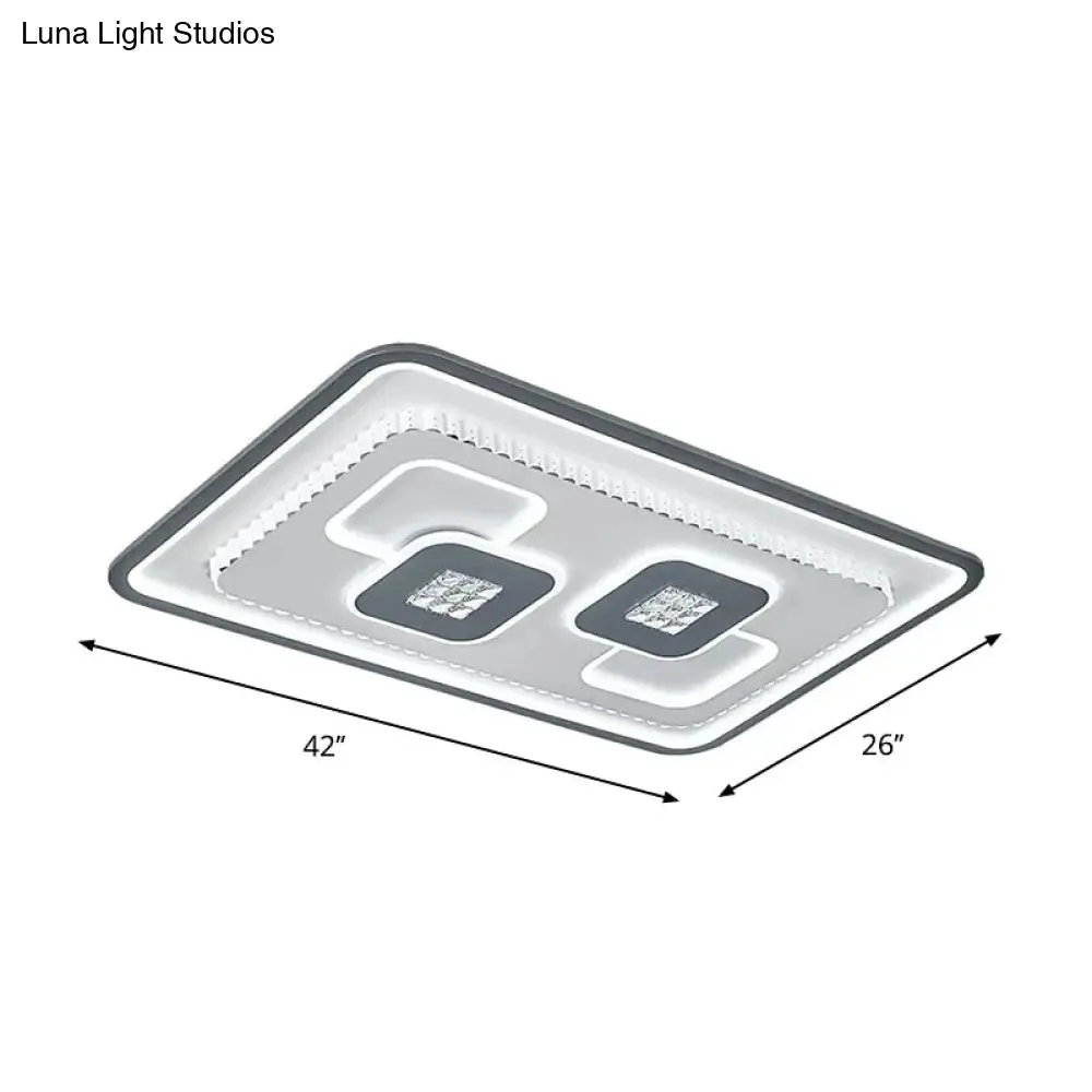 Contemporary Crystal Black & White Flush Mount LED Ceiling Light