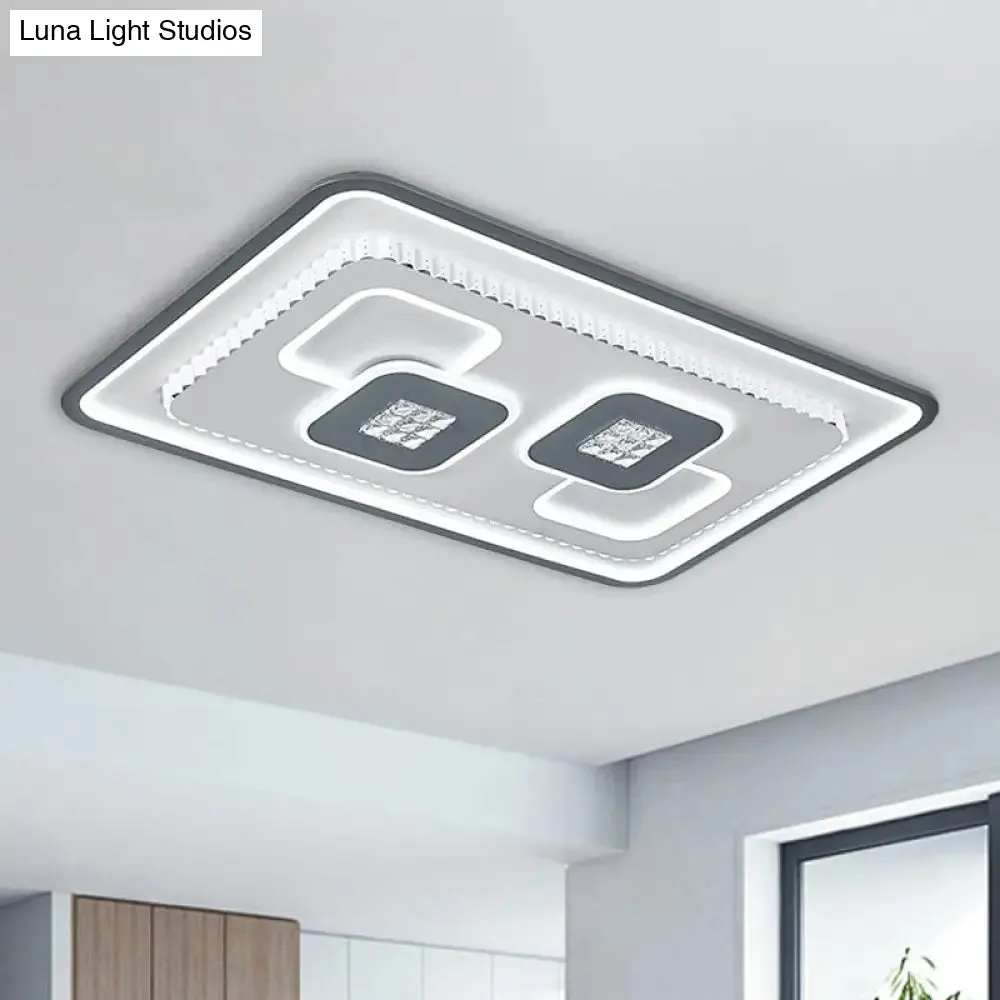 Contemporary Crystal Black & White Flush Mount LED Ceiling Light