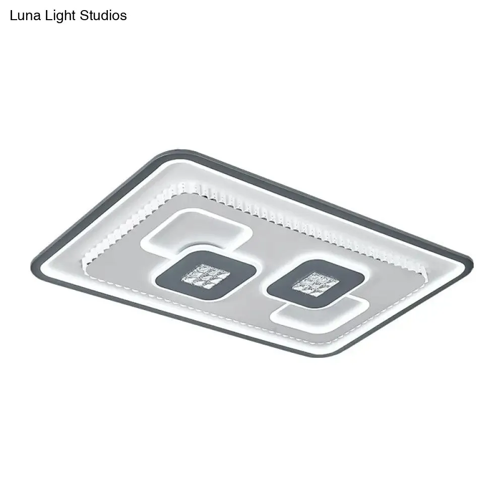 Contemporary Crystal Black & White Flush Mount LED Ceiling Light