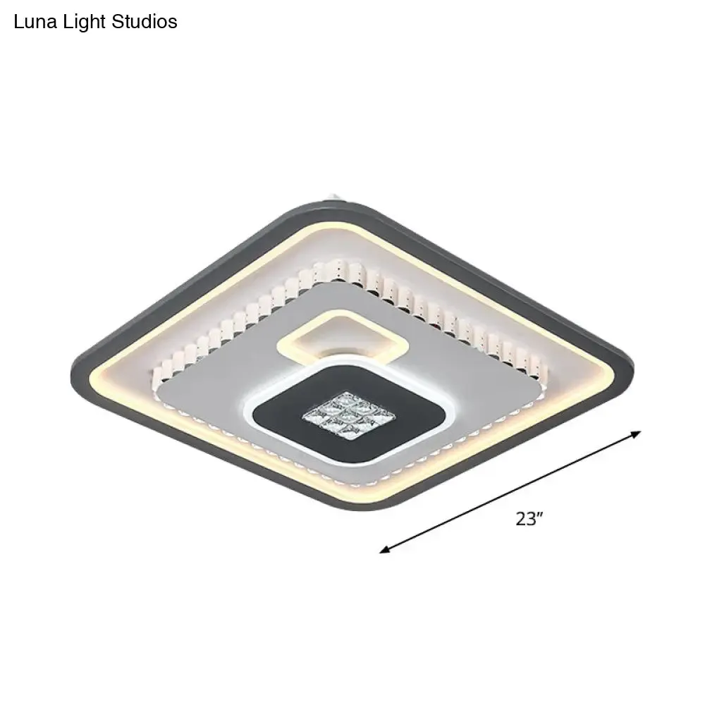 Contemporary Crystal Black & White Flush Mount LED Ceiling Light