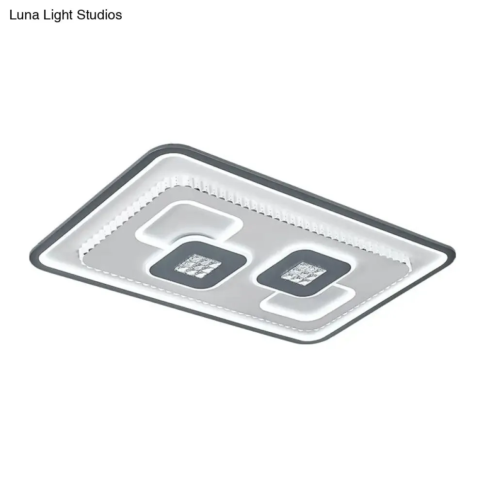 Contemporary Crystal Black & White Flush Mount LED Ceiling Light