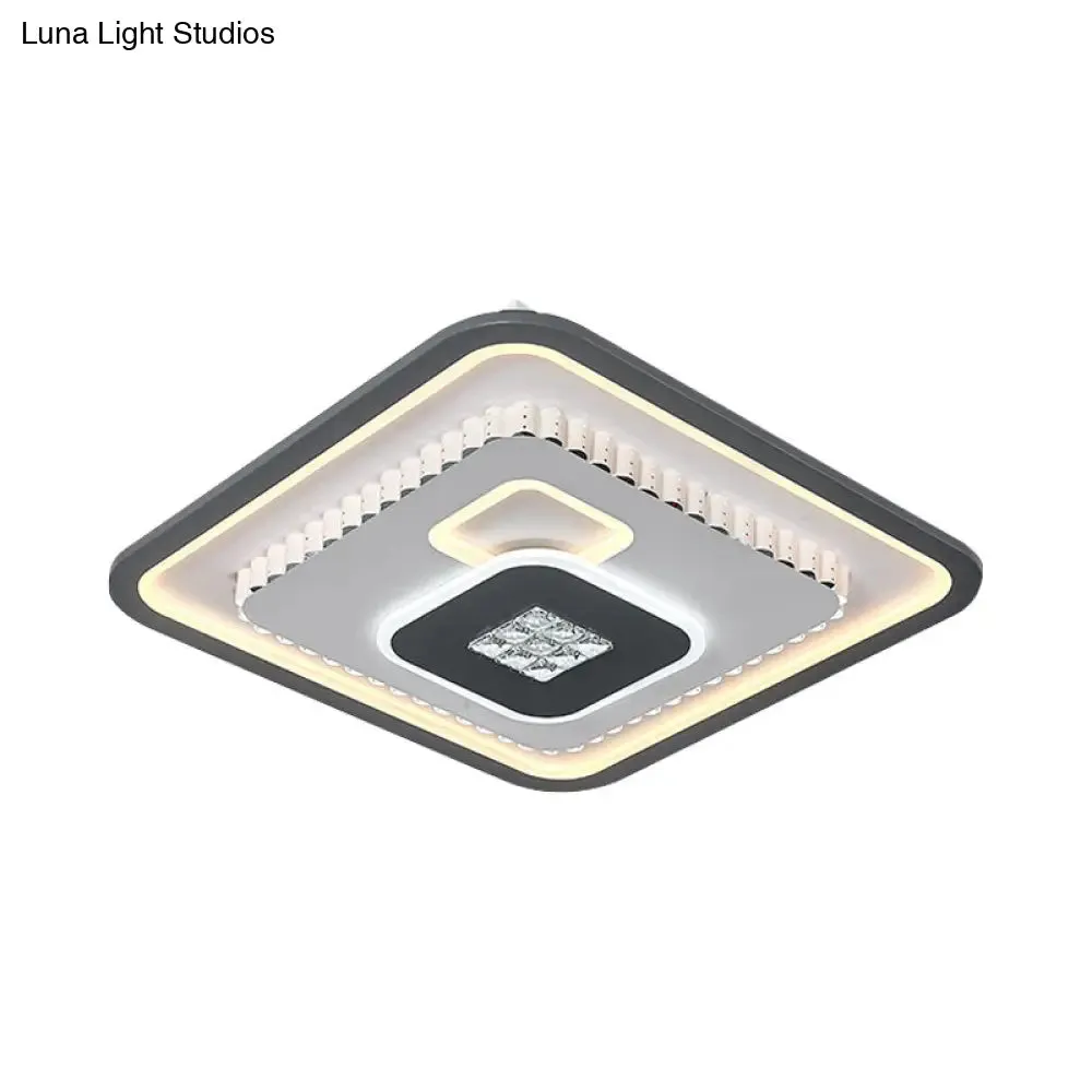 Contemporary Crystal Black & White Flush Mount LED Ceiling Light