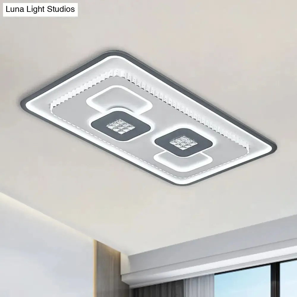 Contemporary Crystal Black & White Flush Mount LED Ceiling Light