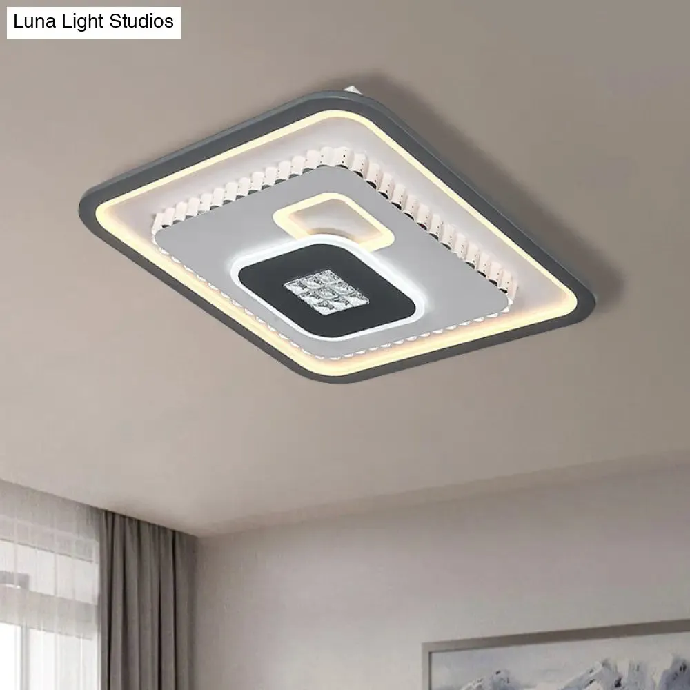 Contemporary Crystal Black & White Flush Mount LED Ceiling Light
