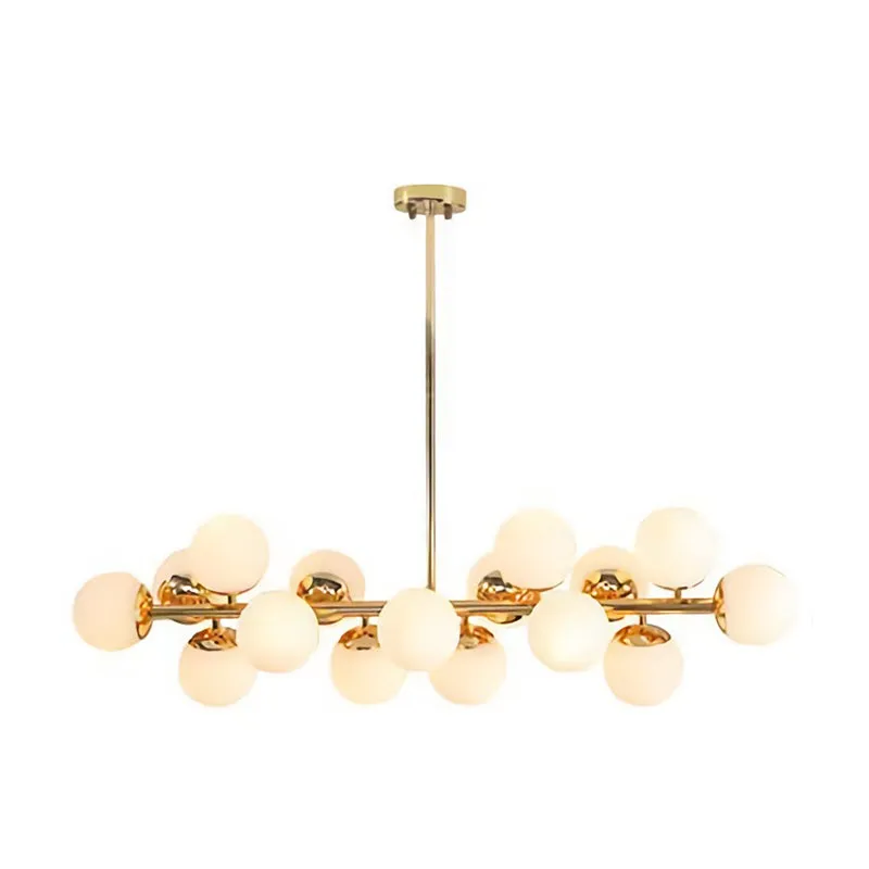 Contemporary Gold Pendant Light Kit - Cream Glass Dining Room Chandelier Fixture