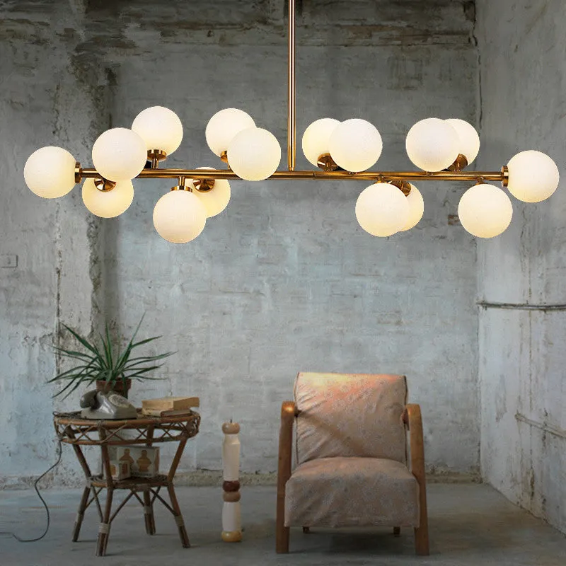 Contemporary Gold Pendant Light Kit - Cream Glass Dining Room Chandelier Fixture