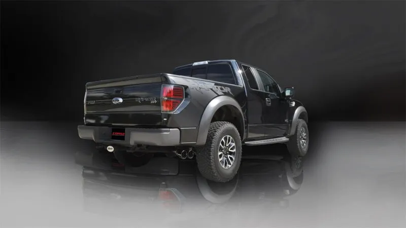 Corsa Xtreme Exhaust System - Cat-Back - 3.0" Diameter - Single Side Exit - Dual 4.5" Black Tips - Stainless - Natural - Ford Raptor 2011-14