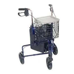 Drive Medical 3 Wheel Rollator Rolling Walker w/ Basket Tray & Pouch