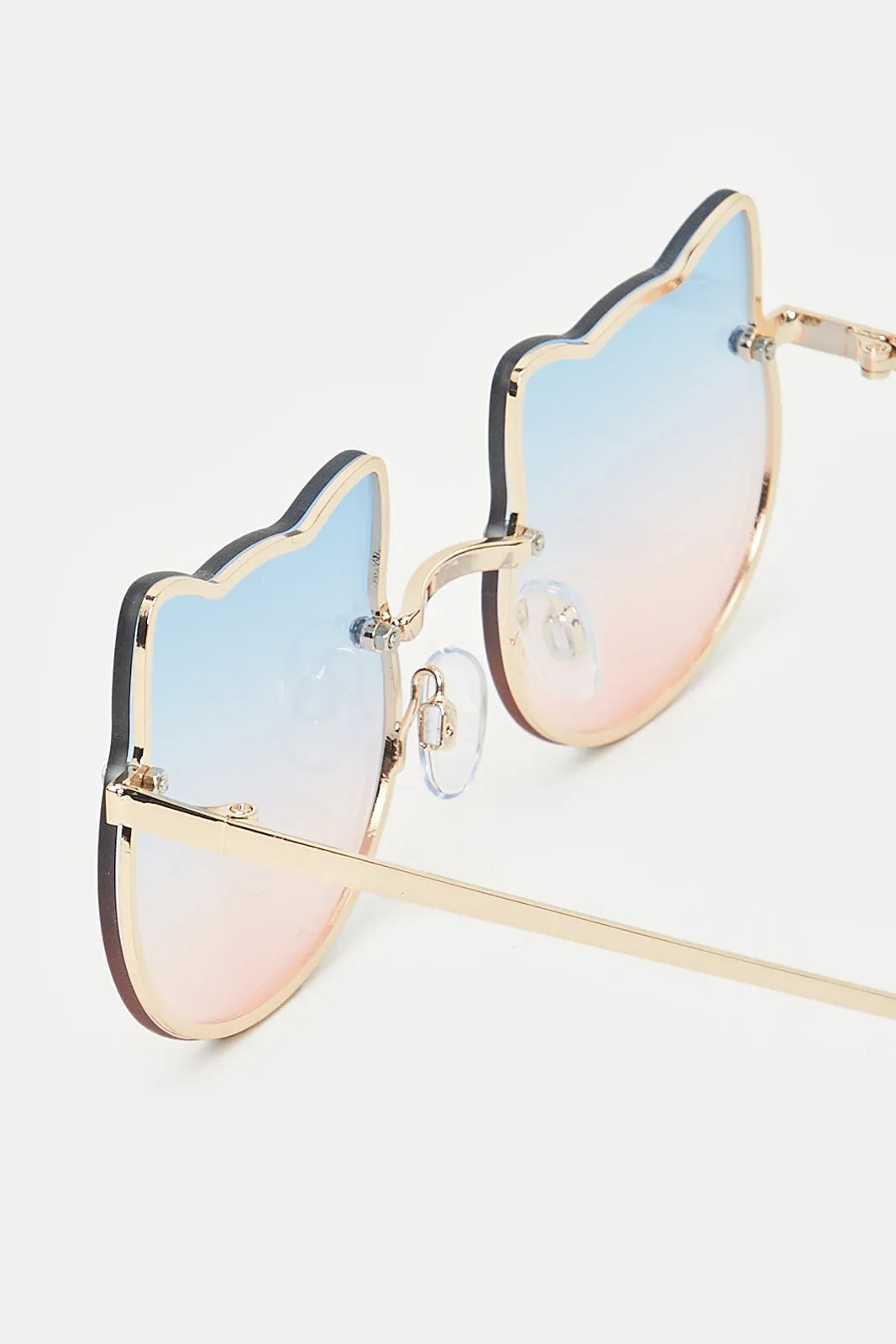 Girls Gold Cat Embellished Sunglasses